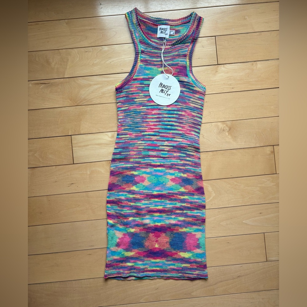 Princess Polly Multicolor Knit Tank Mini Dress - Pink, Blue, Green, Purple